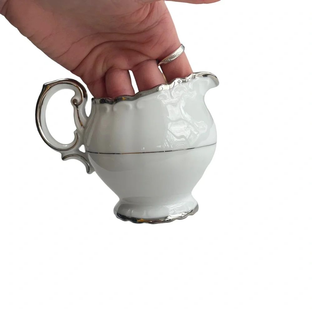 Vintage 1963 Silver Sonata By HARMONY HOUSE FINE CHINA White Silver 8 oz Creamer